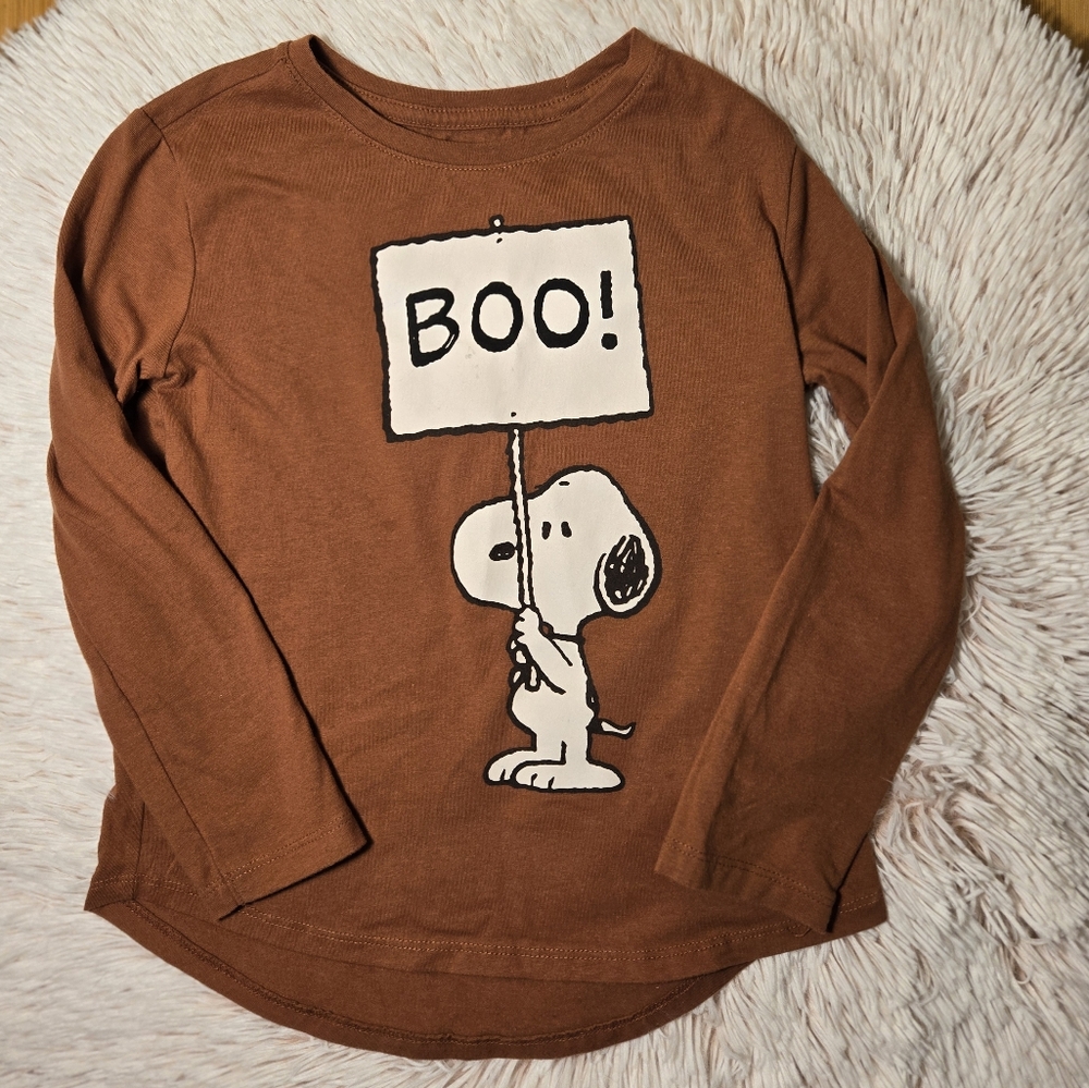 GAP Kids BOO! Peanuts Snoopy Brown Long-sleeved Top Small 6-7 youth